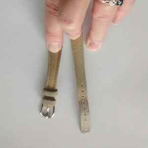 Denim & Co Tan Fabric Watch Band w/Silver Clasp
